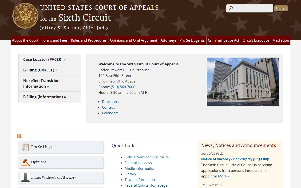 Harrison County court records Sixth Circuit federal appeals