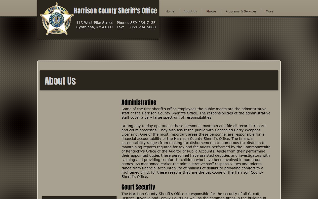 Harrison County arrest records and court charges sheriff divisions page