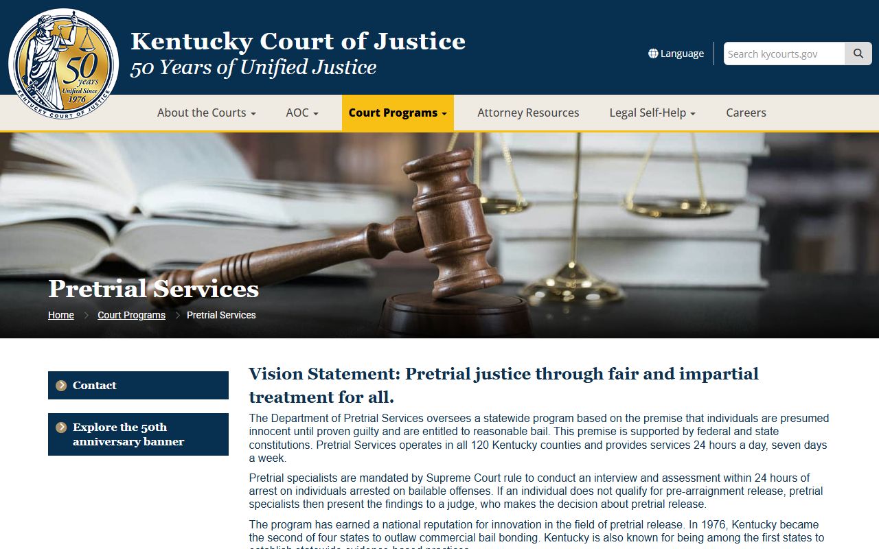 Harrison County court dockets Kentucky Pretrial Services page