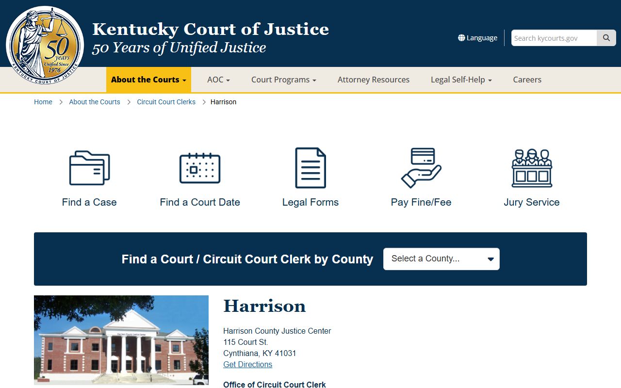 Harrison County court records Justice Center source