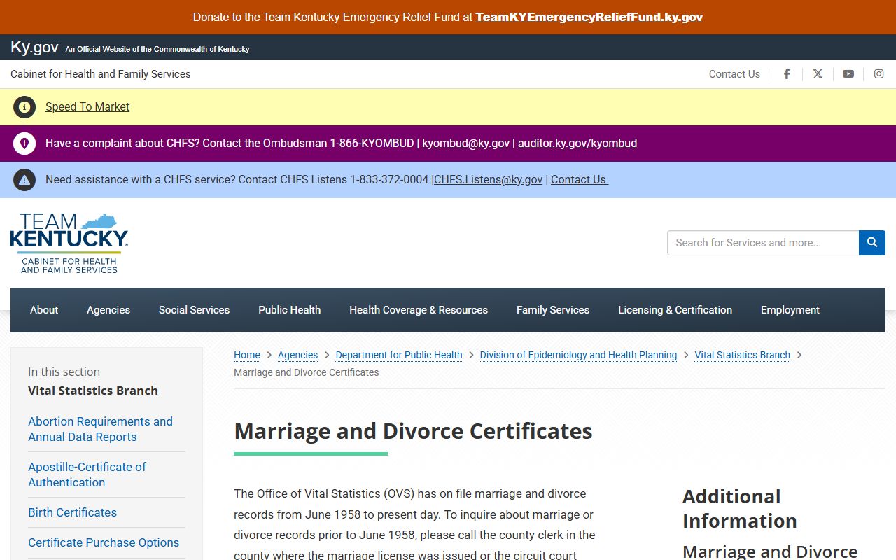 Kentucky vital records marriage and divorce certificates for Harrison County