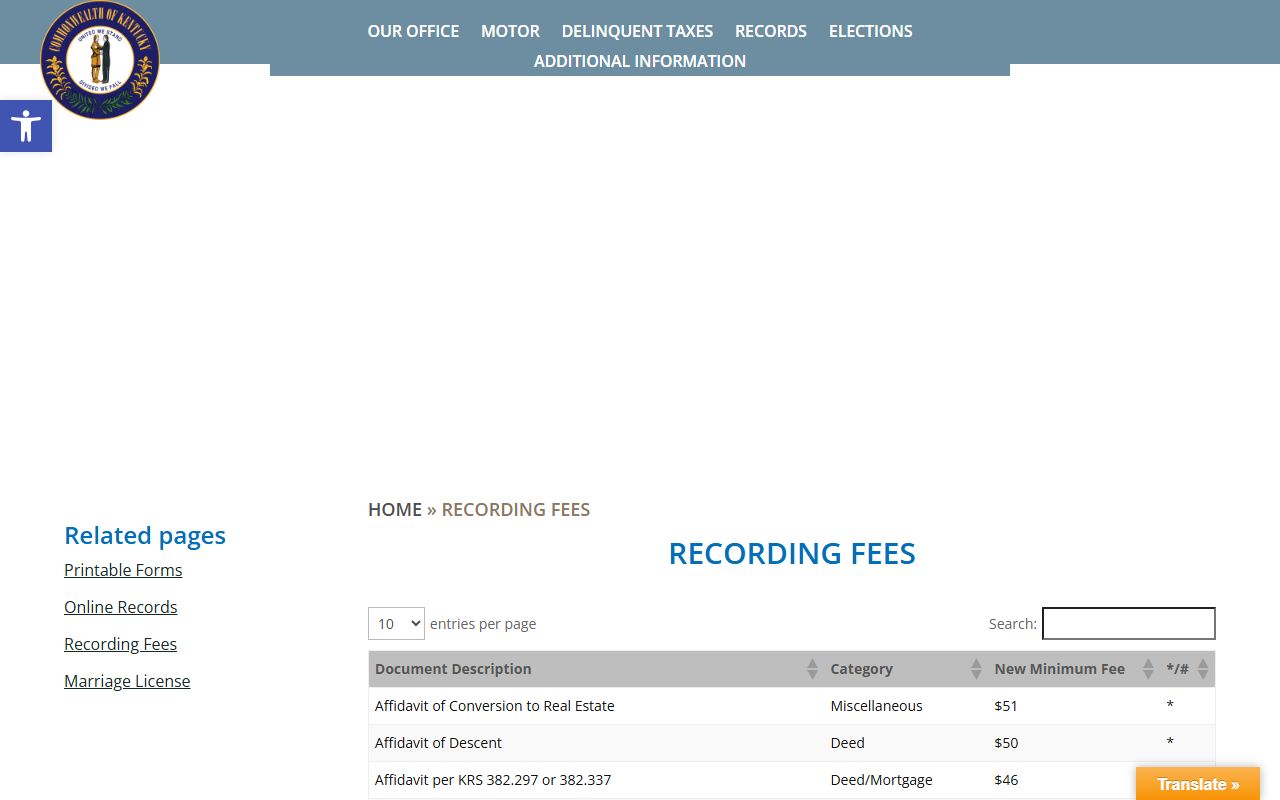 Harrison County probate records recording fees for wills