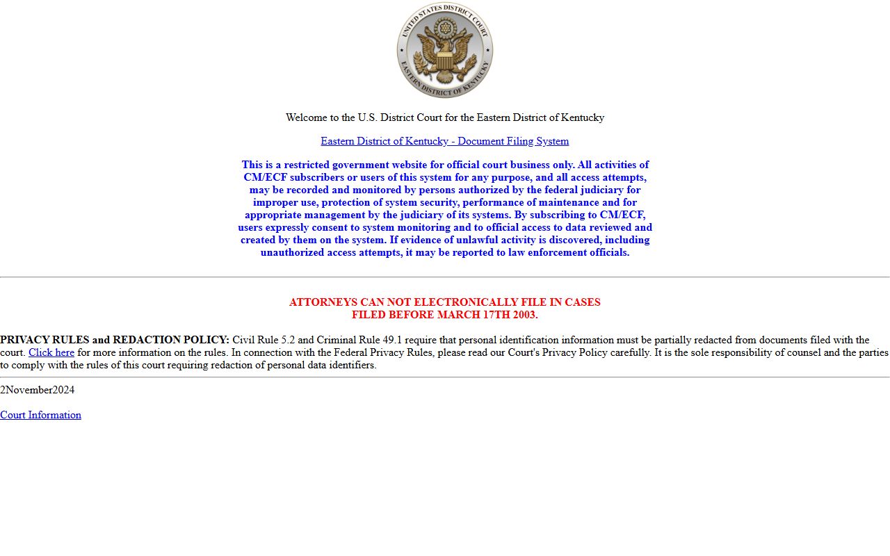 Harrison County traffic court records Eastern District CM ECF federal records source