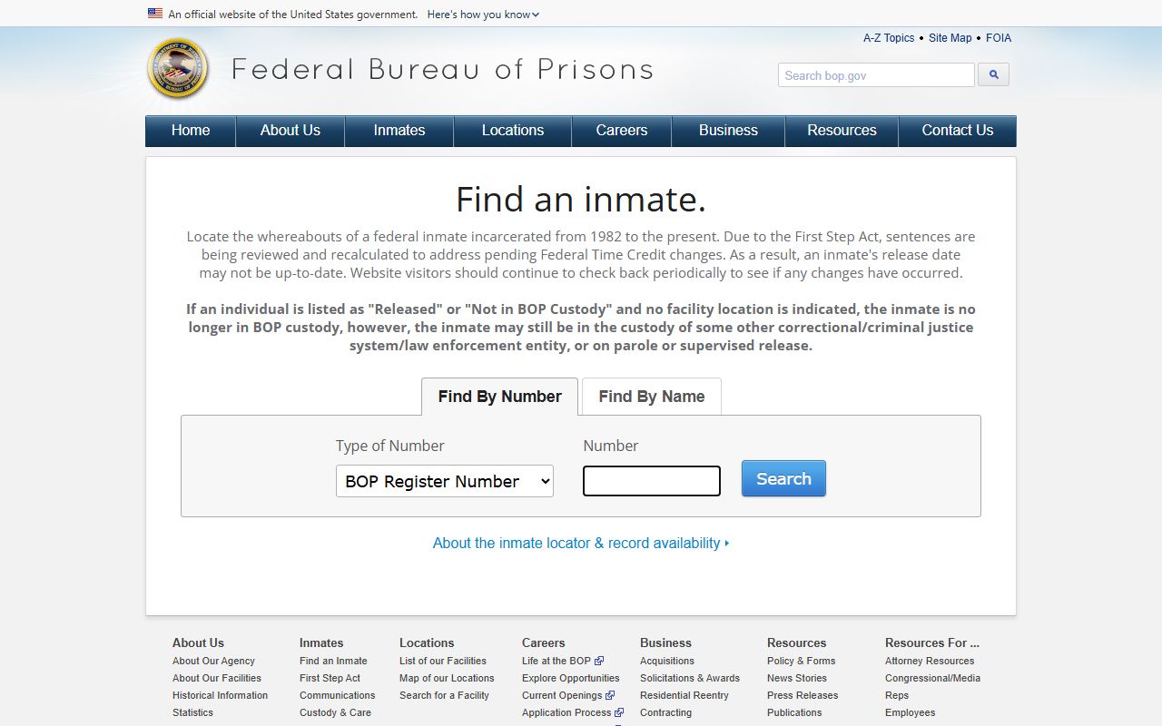 Harrison County warrant records Federal Bureau of Prisons inmate locator